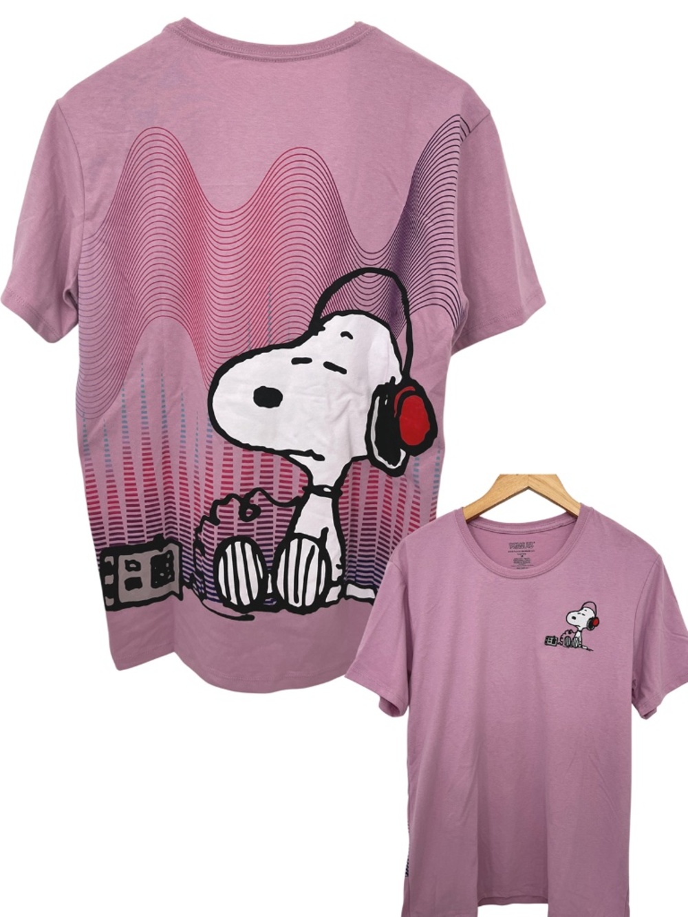 Peanuts Snoopy Men's T-Shirt Music Headphones Medium NWT